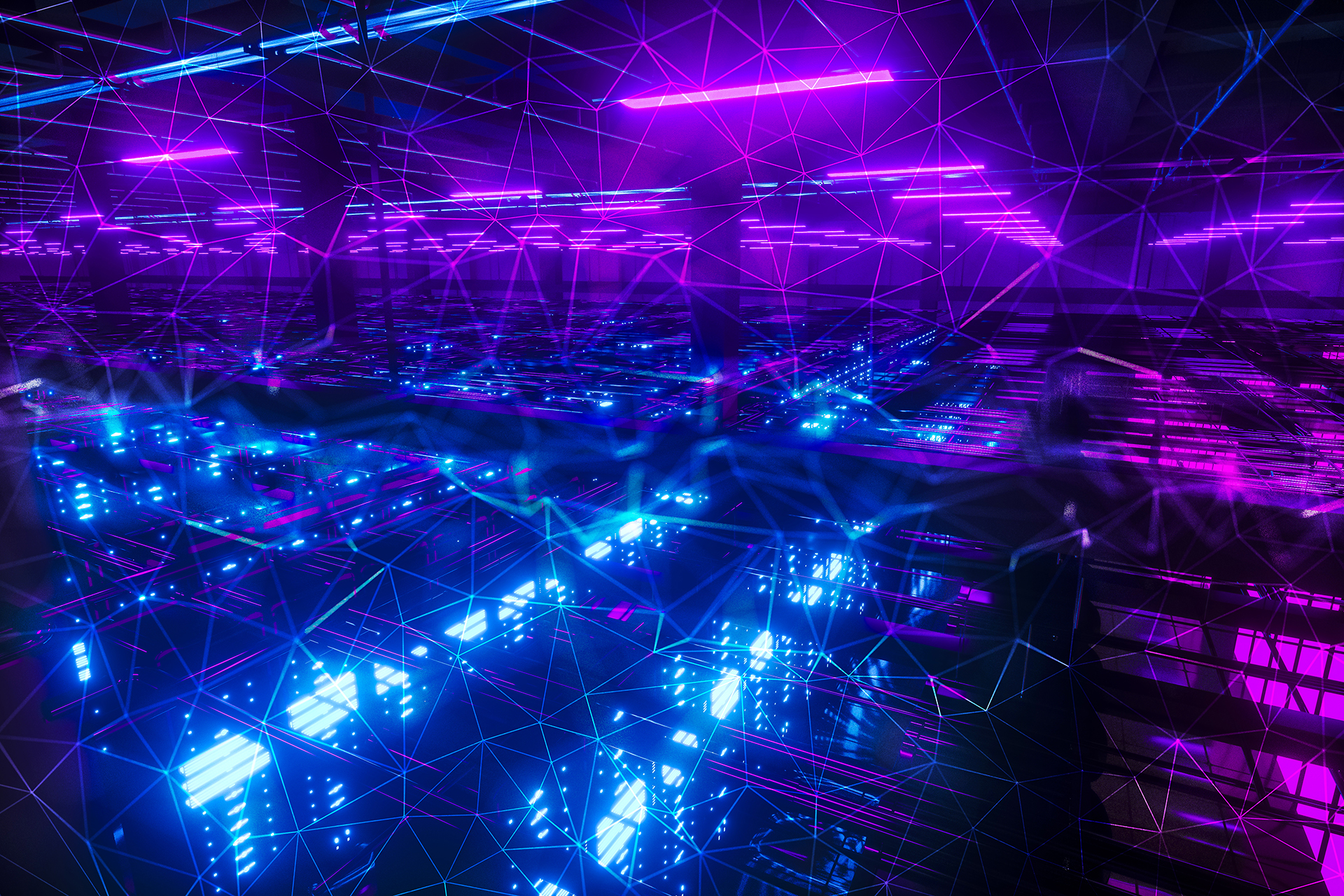 Abstract chaotic city ai car background
