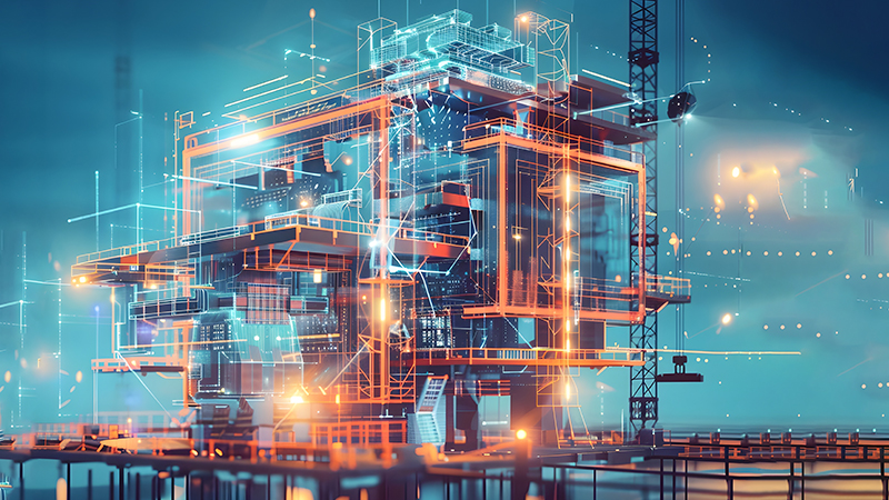 Futuristic AI Powered Building Design and Construction Concept
