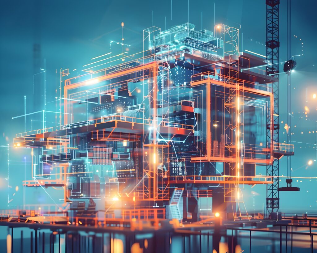 Futuristic AI Powered Building Design and Construction Concept