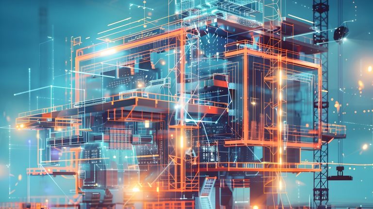 Futuristic AI Powered Building Design and Construction Concept