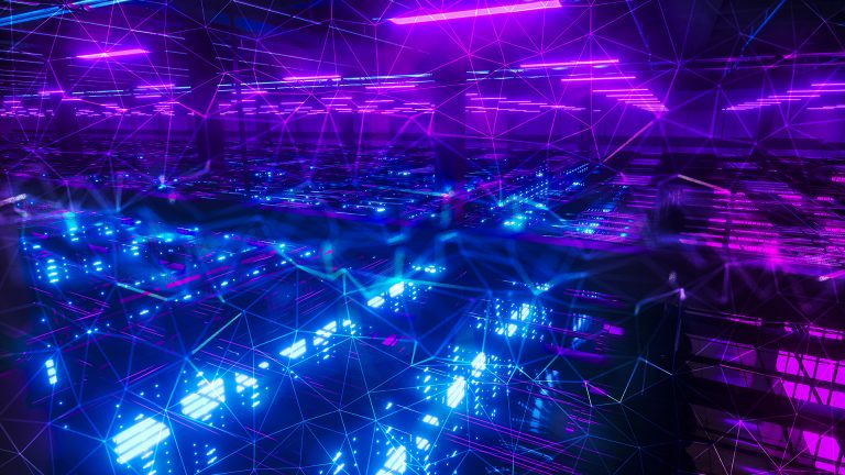 Abstract chaotic city ai car background