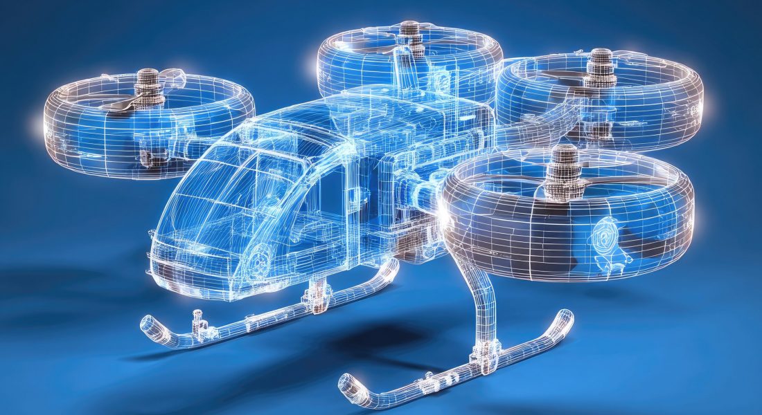 Transparent Wireframe Drone on a Blue Background scaled 1.jpg